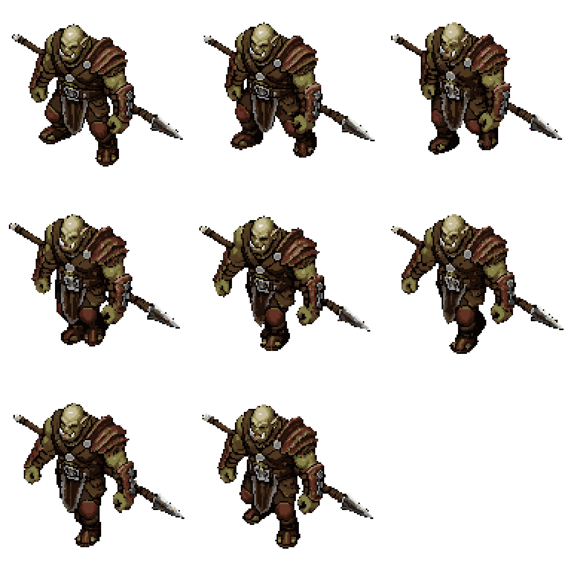 Orc Walking in Dark Fantasy Walking pixel art