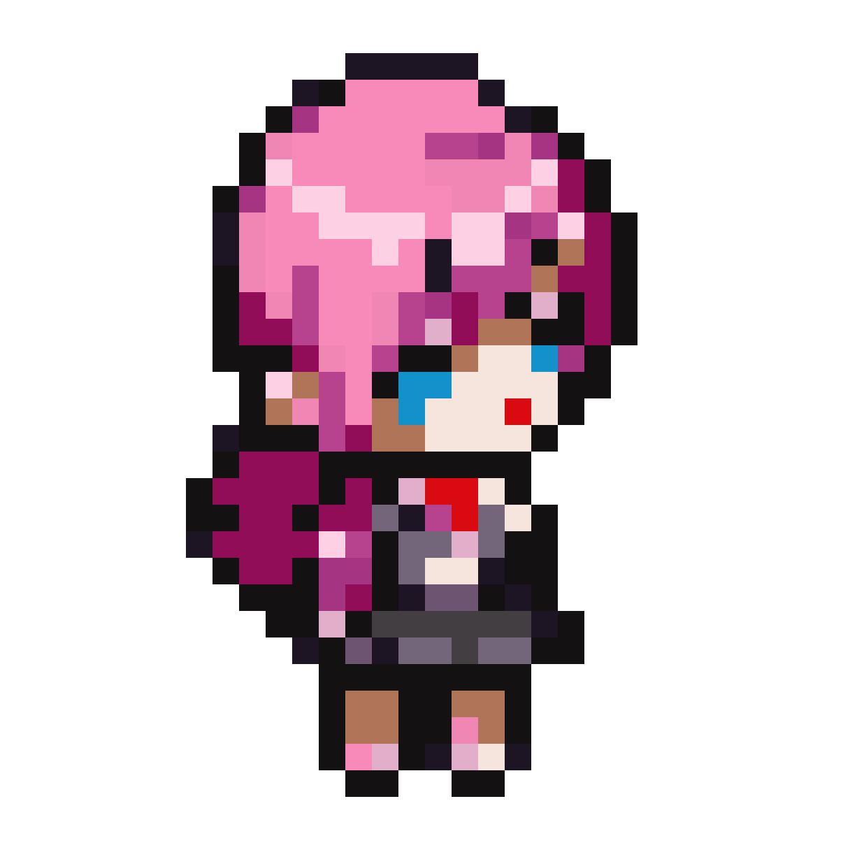 Chibi Girl with Pink Theme pixel art