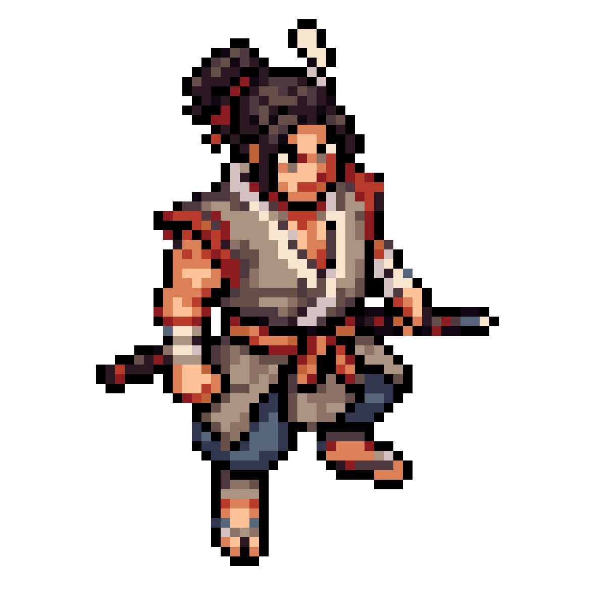 Vagabond Style Character Inspired by Musashi Miyamoto pixel art