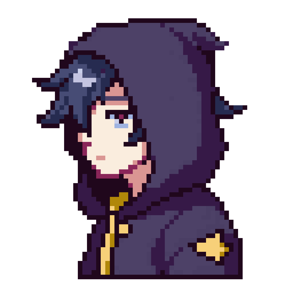 Mysterious Fantasy Character with Hood pixel art