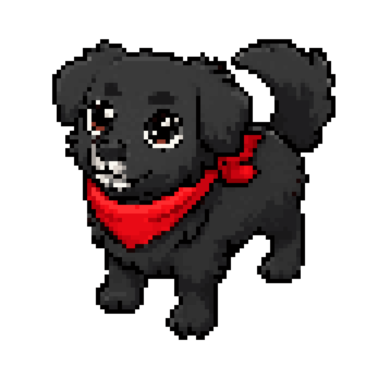 Black dog in idle pose pixel art