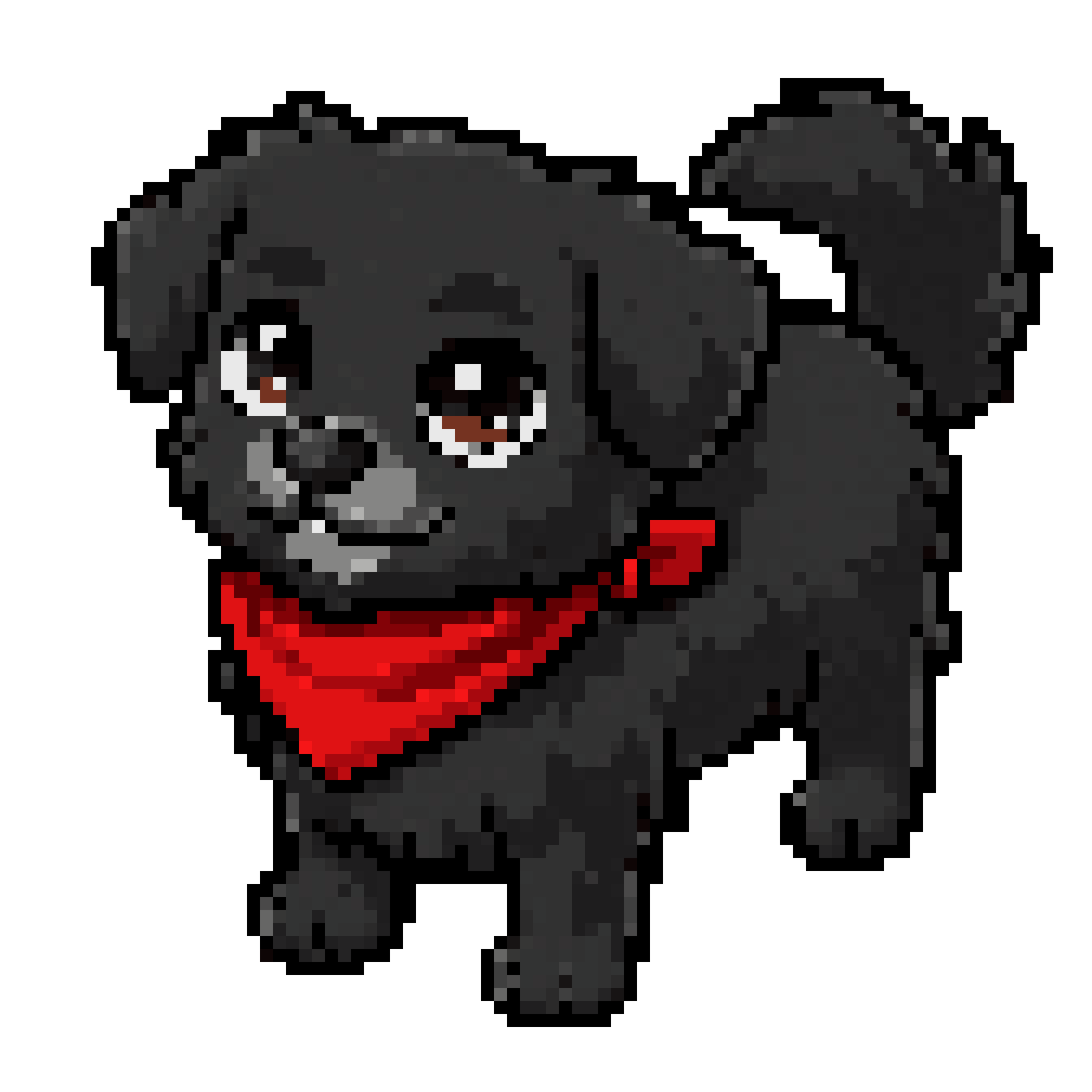 Black dog in idle pose pixel art