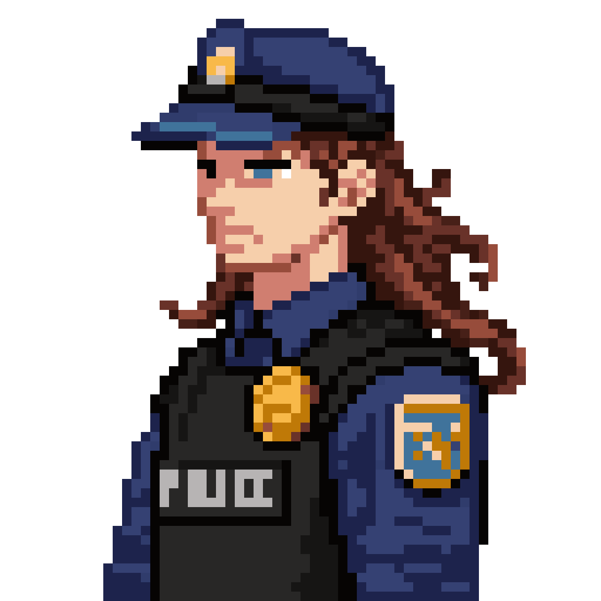 police man in blue uniform pixel art