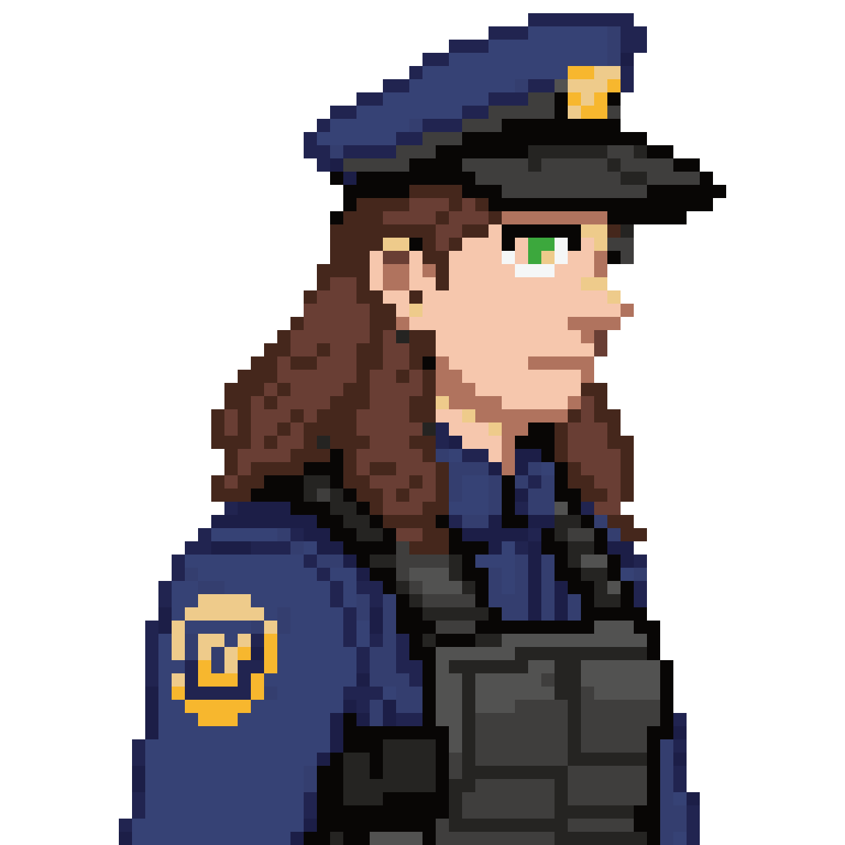 police man in blue uniform pixel art