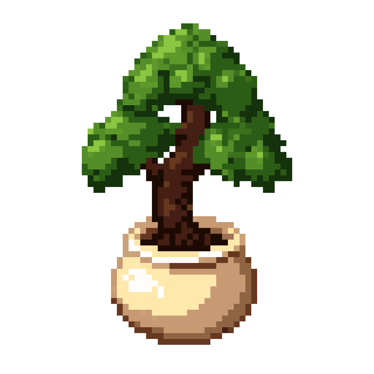 pixel art bonsai tree in pot pixel art