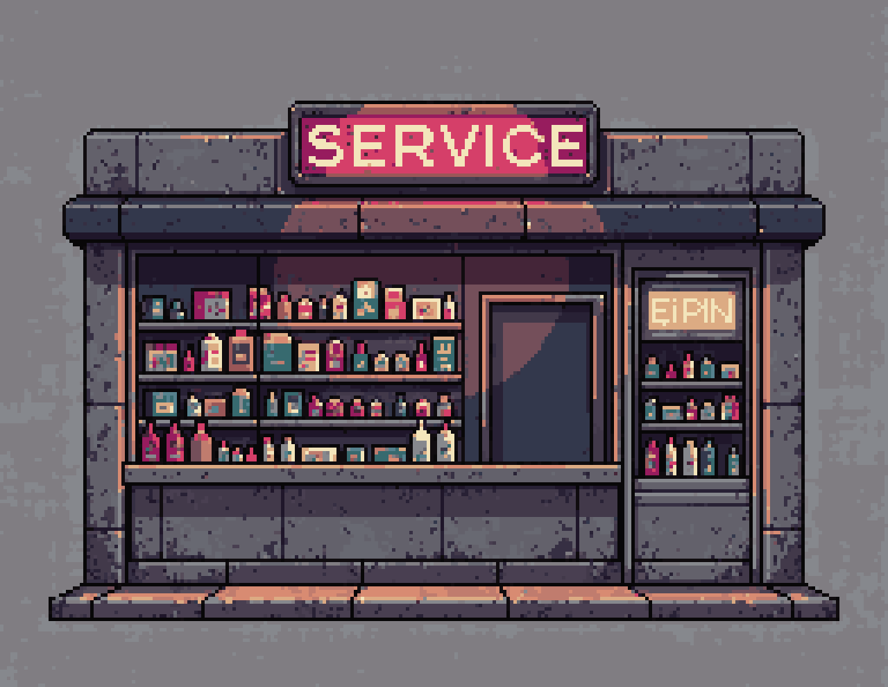 retro convenience store sprite pixel art
