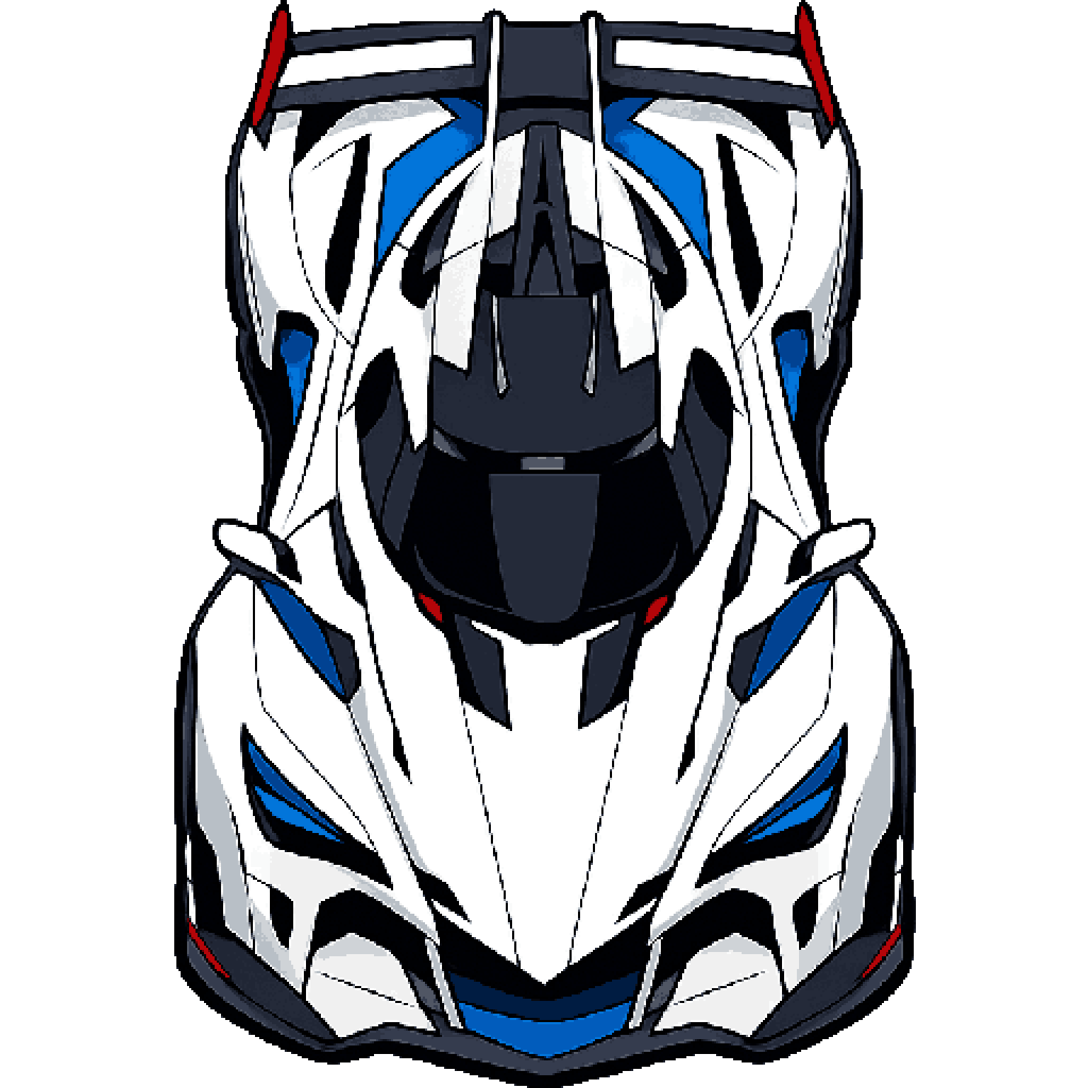 unique white racing car sedan sports coupe pixel art
