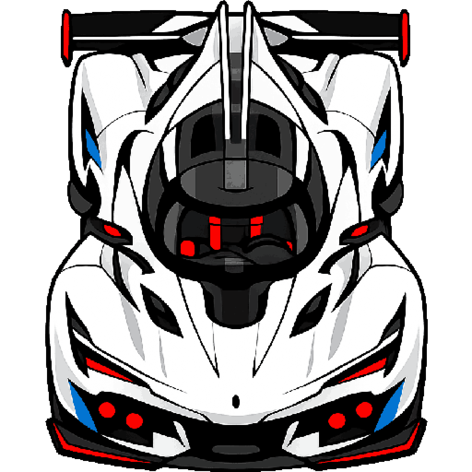 unique white racing car sedan sports coupe pixel art