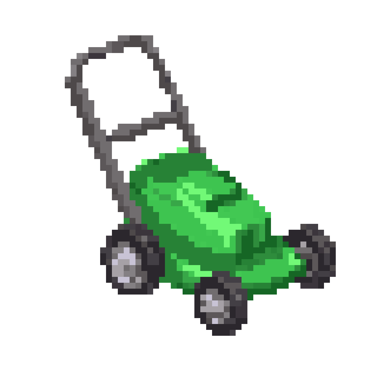 Green Lawn Mower with Black Handle pixel art