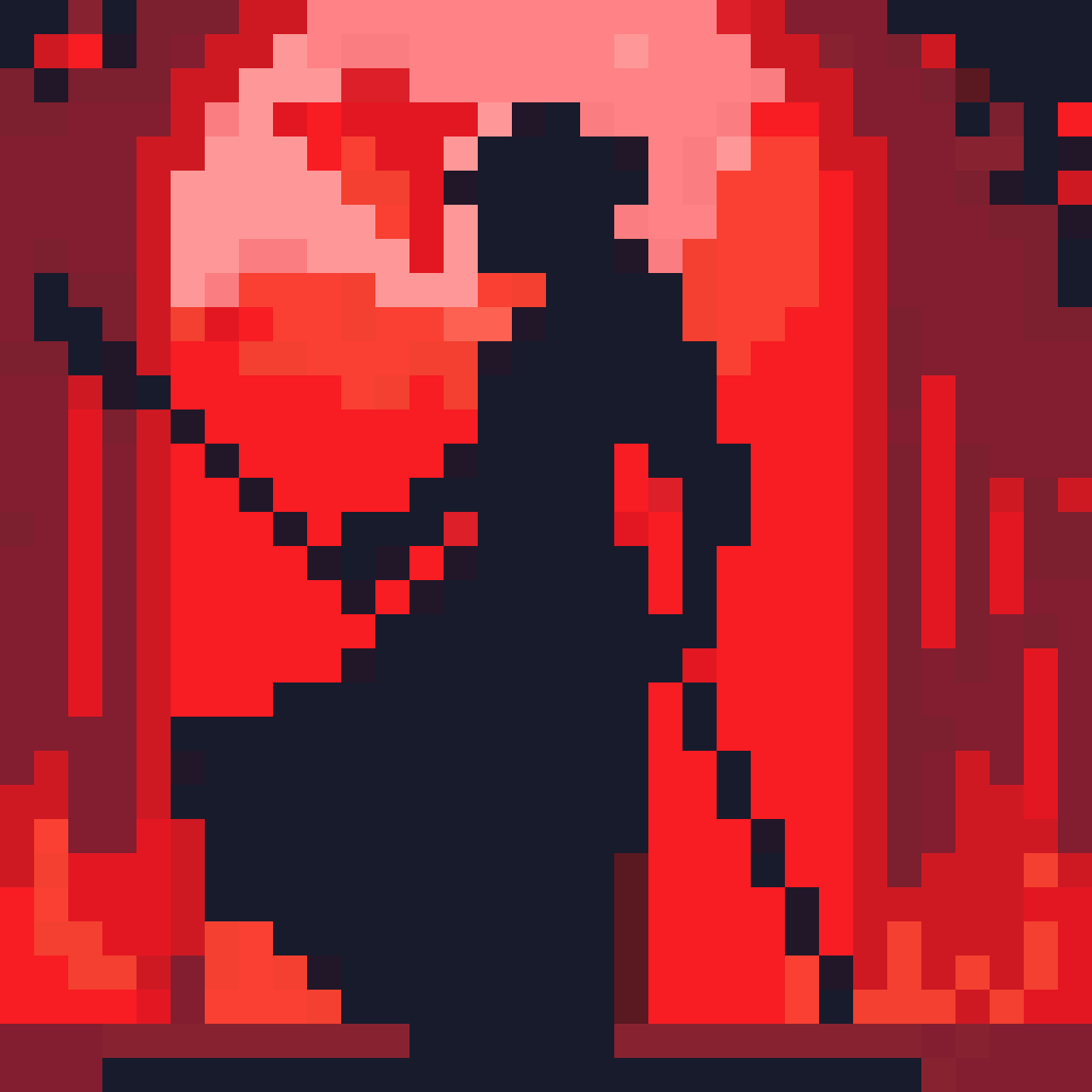 red glowing sword in mythic style pixel art