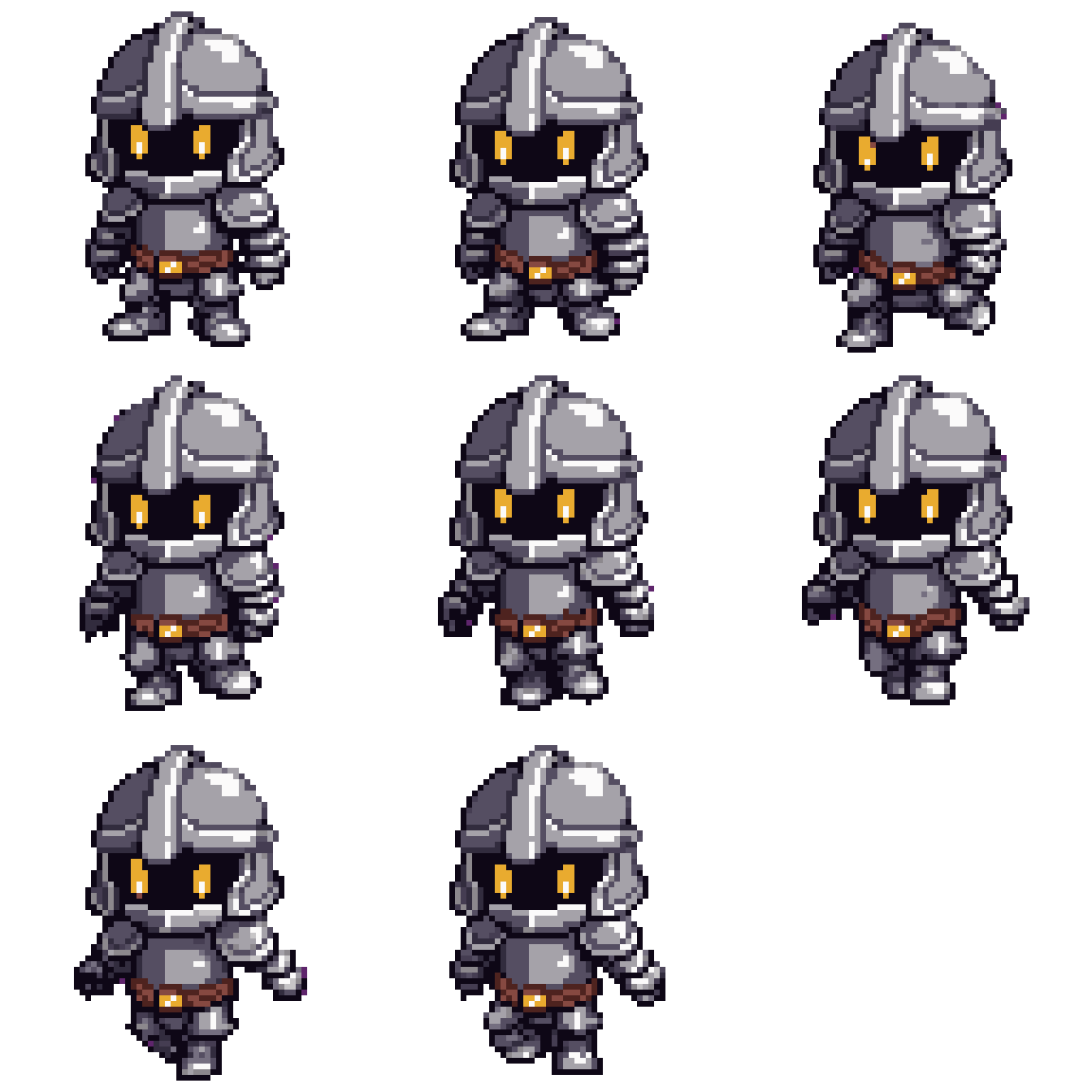 Cute Knight with Big Helmet Running pixel art