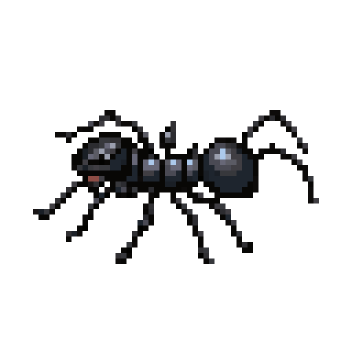 glossy black exoskeleton ant pixel art