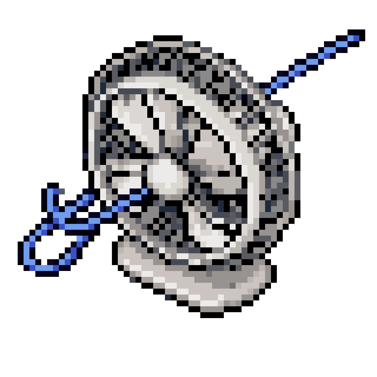 white office fan with blue string pixel art