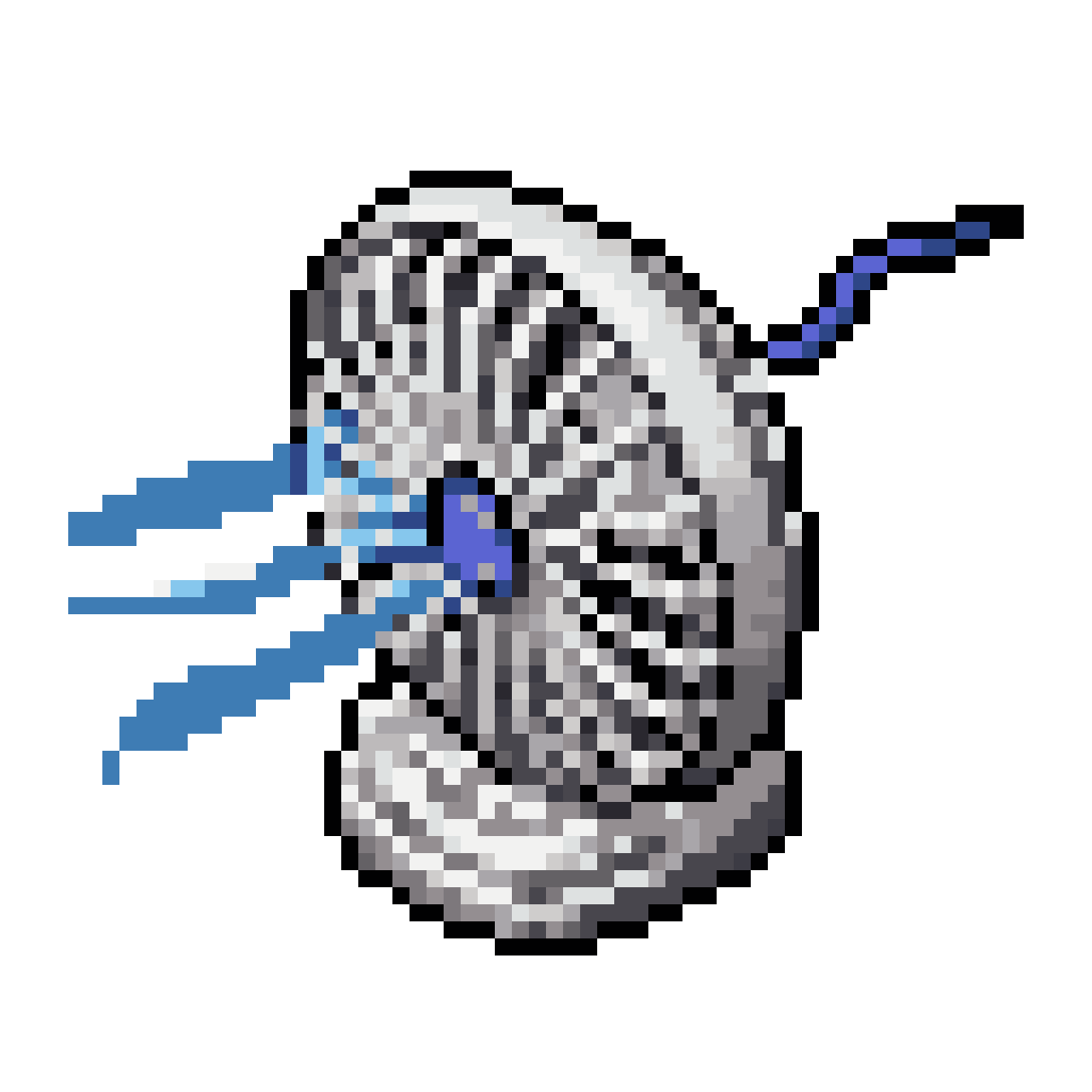 white office fan with blue string pixel art