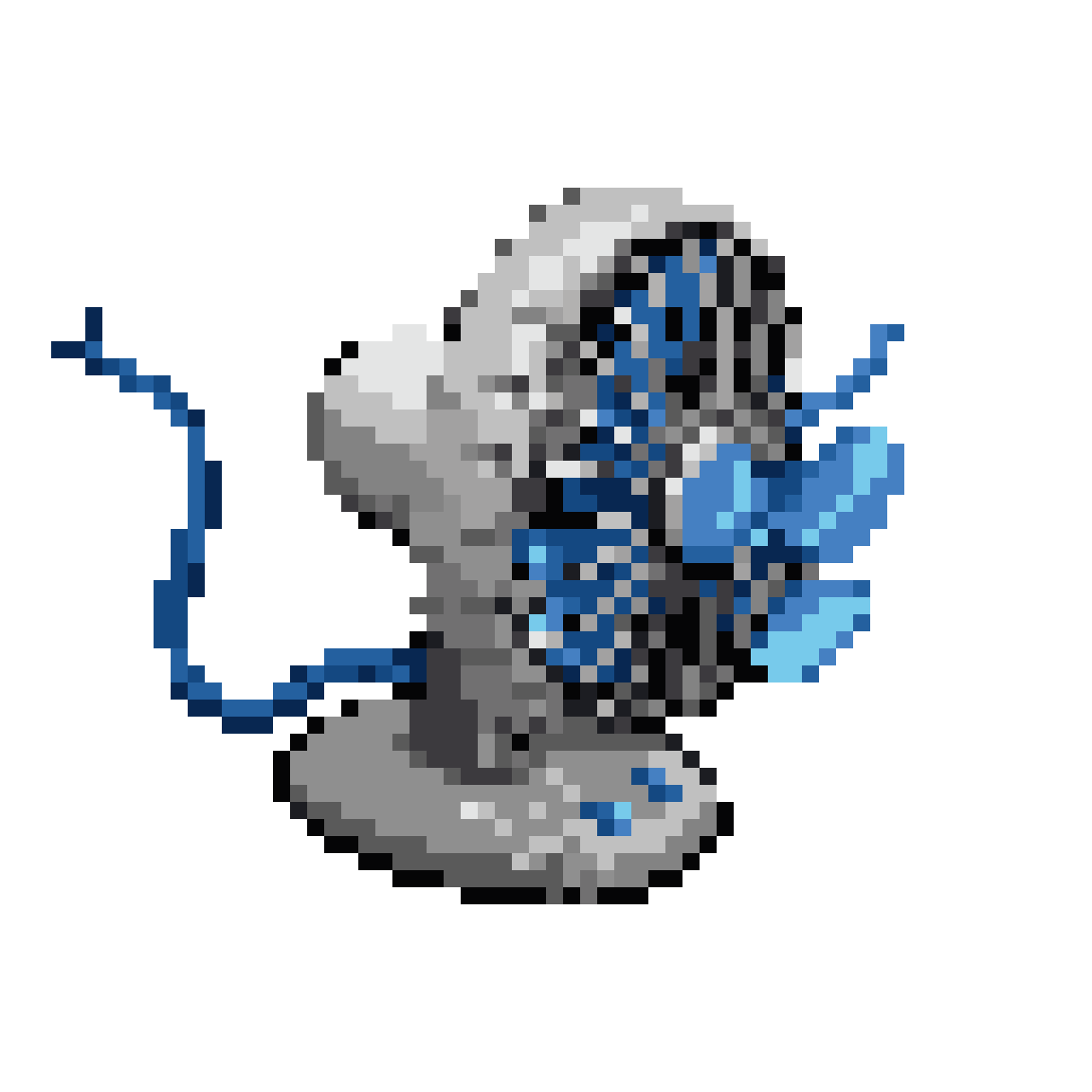 white office fan with blue string pixel art