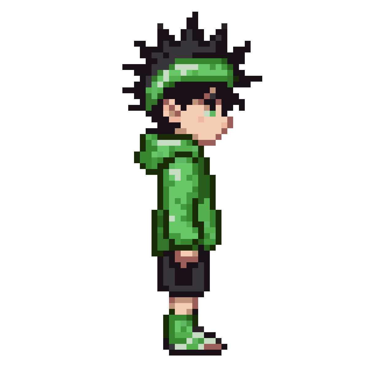 young anime boy with spiky hair pixel art