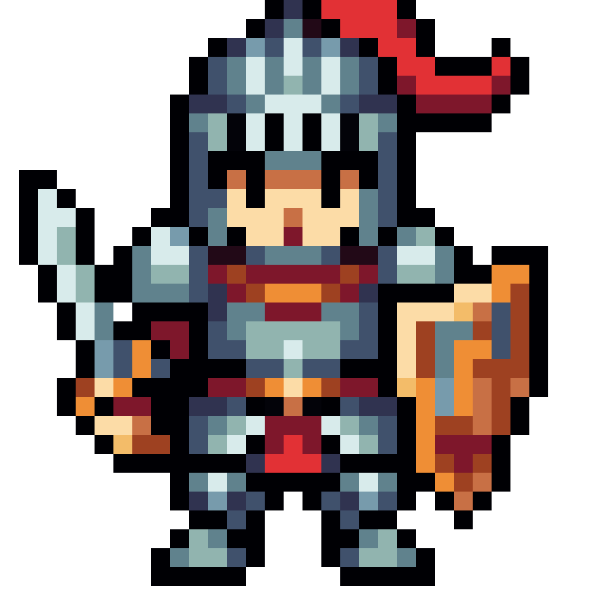 Knight with Shield and Sword pixel art