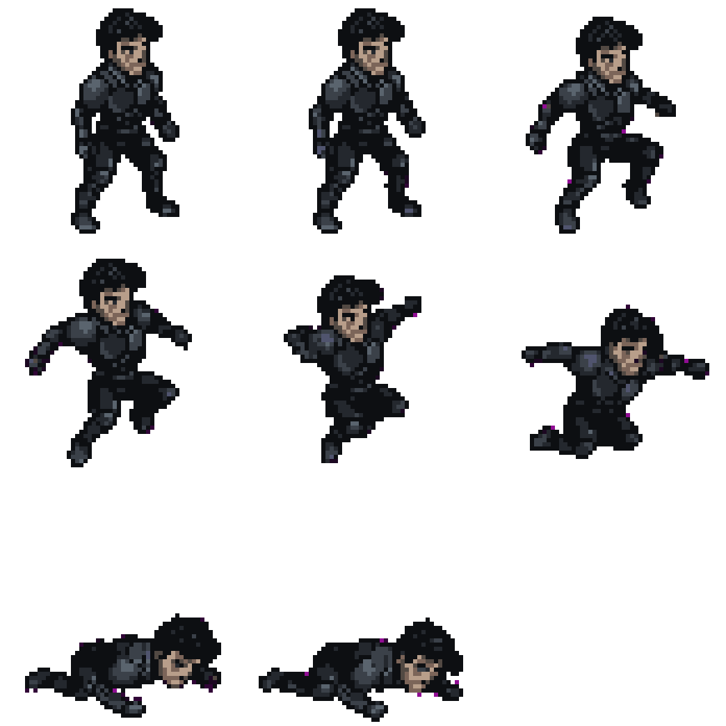 Dark Armored Soldier Dying pixel art
