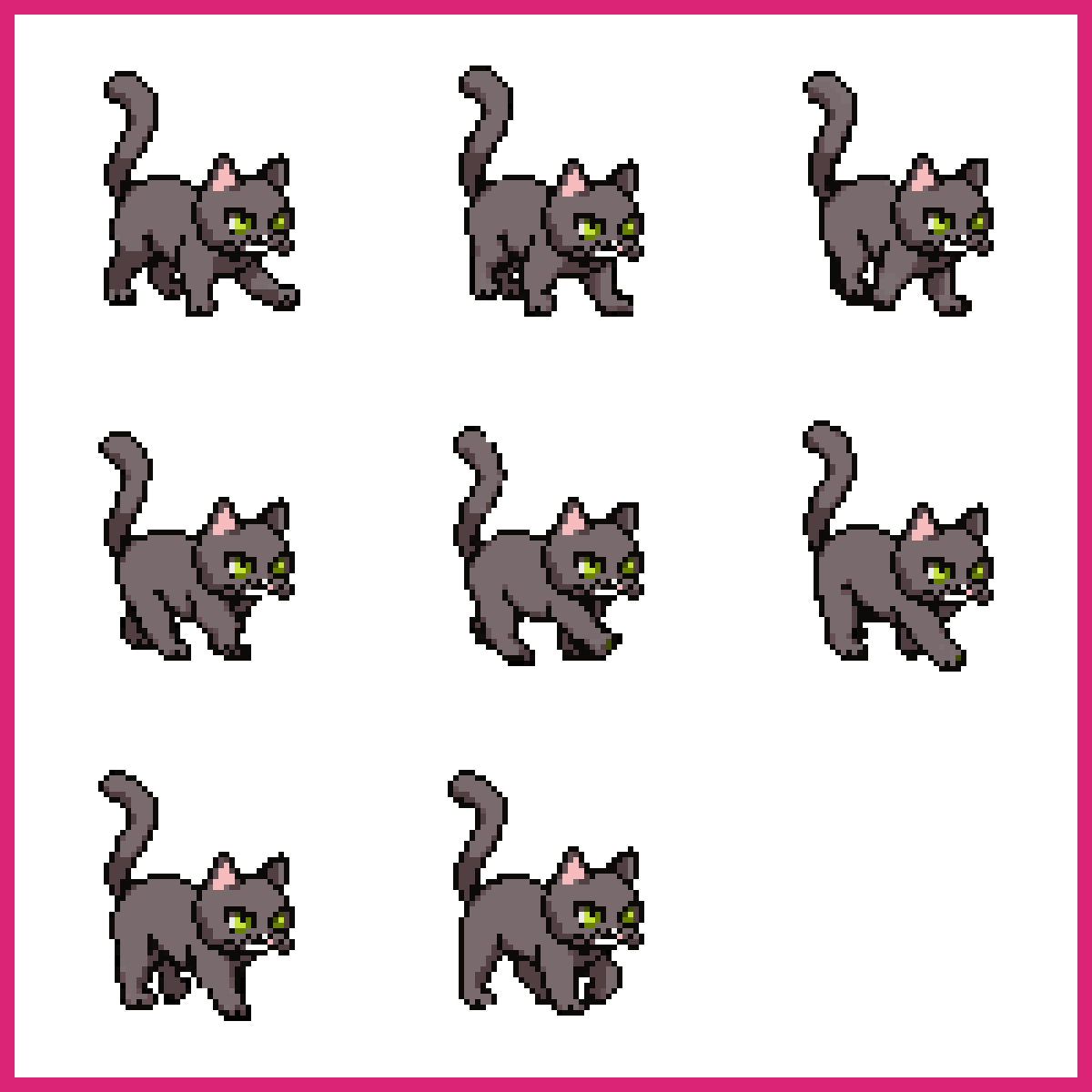 gray cat with green eyes Walking Forward