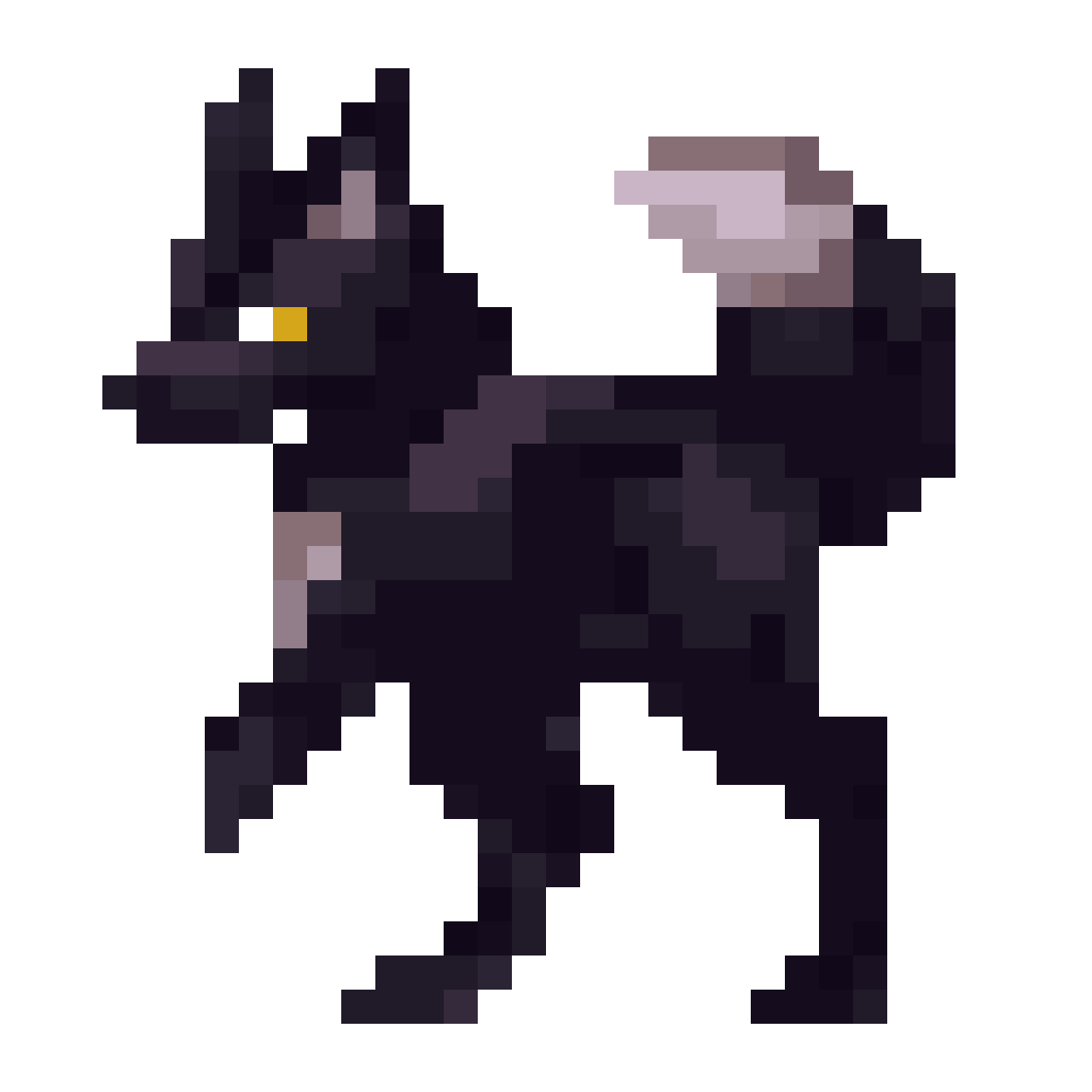 a dark fantasy nine-tailed fox pixel art