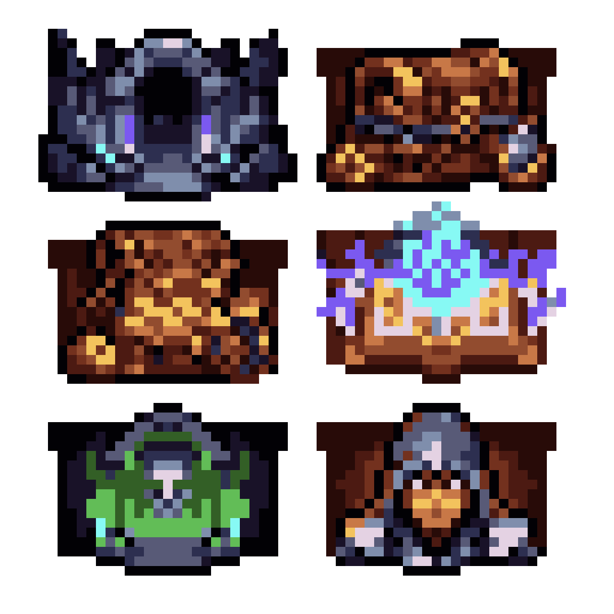Generate 6 consistent 64x64 pixel pixel art