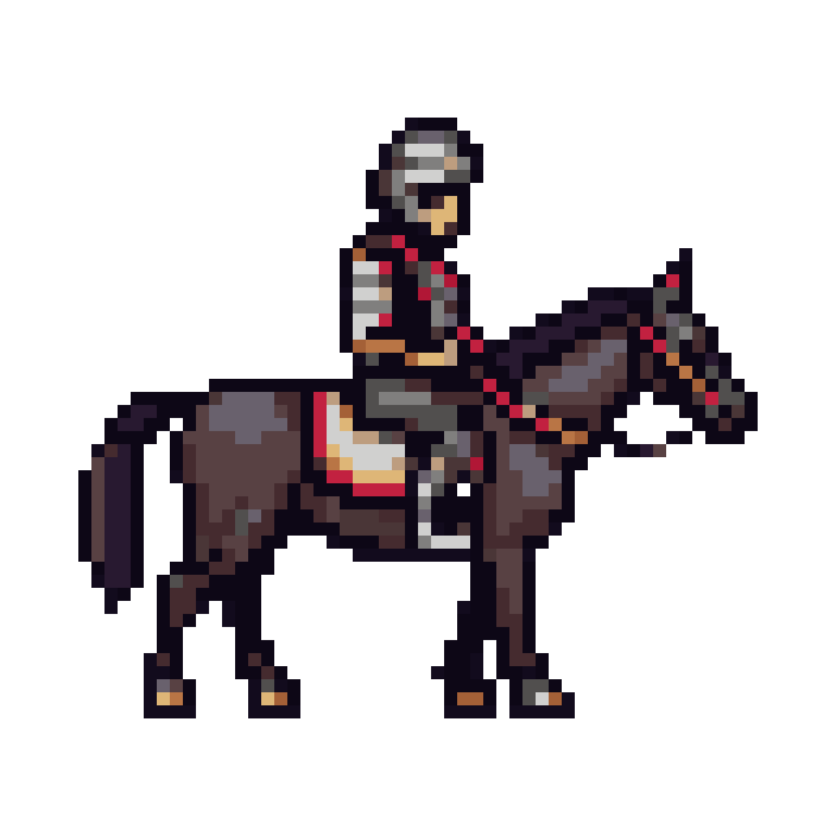 knight on horseback with lance and shield pixel art