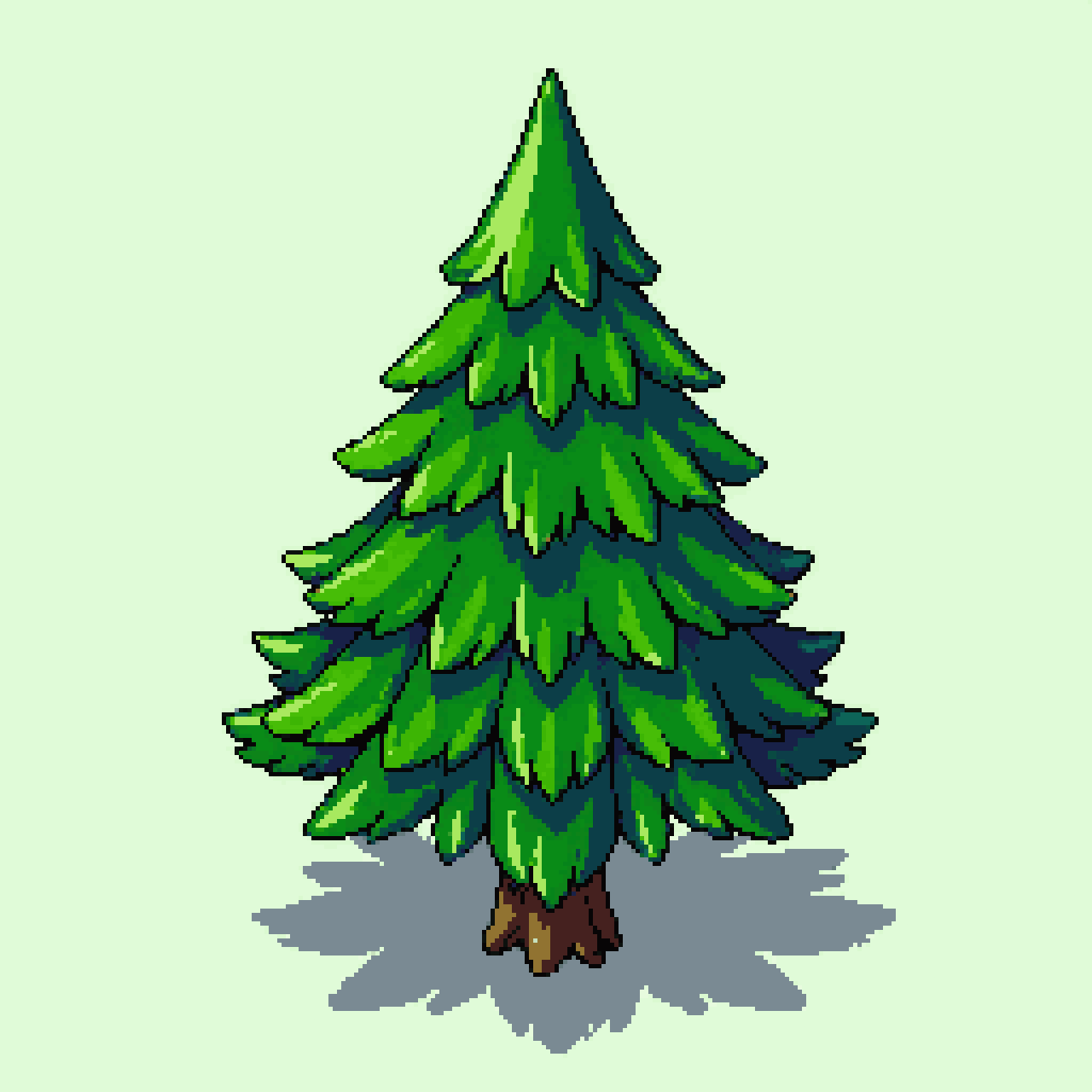 Top Down View of Spruce Tree pixel art