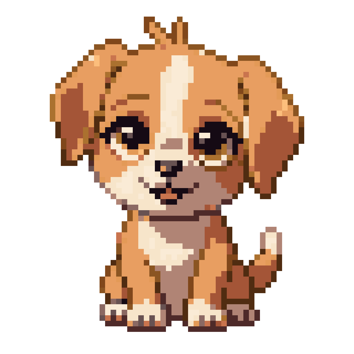 kawaii pet dog character pixel art