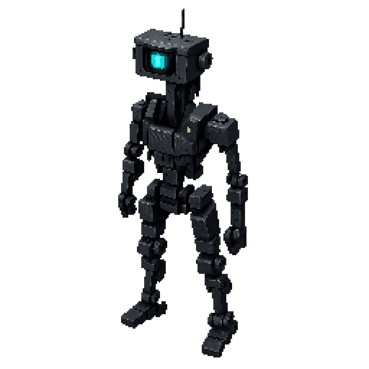 Humanoid Robot Puppet with Camera Head pixel art