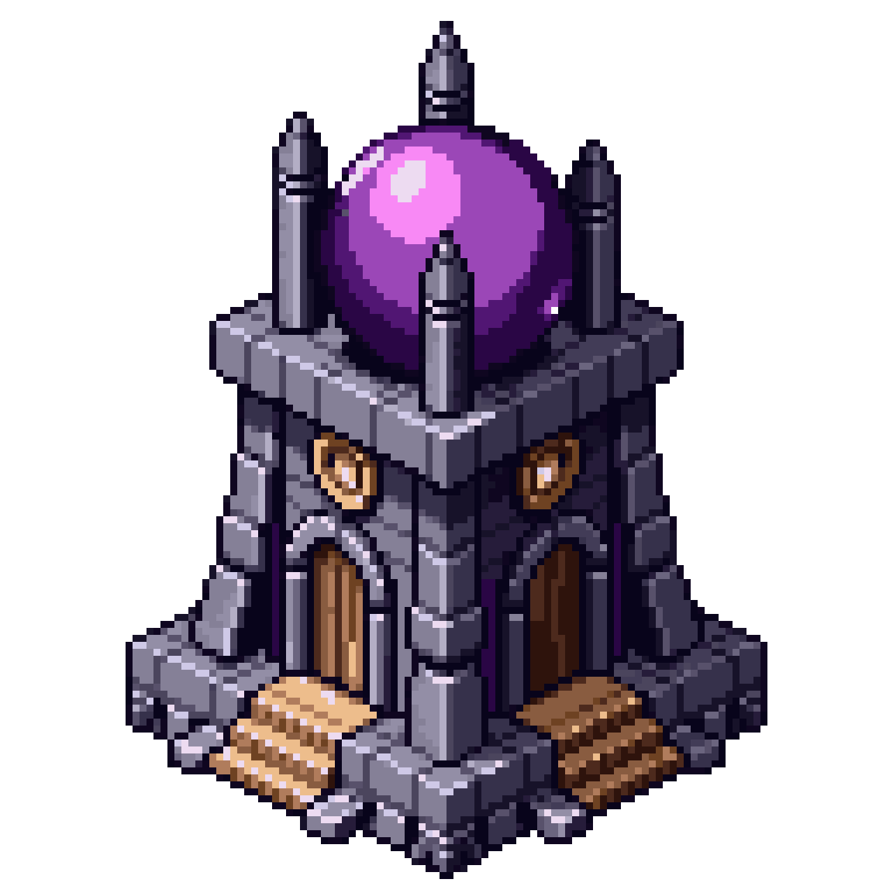 massive archmage tower with crystal pixel art