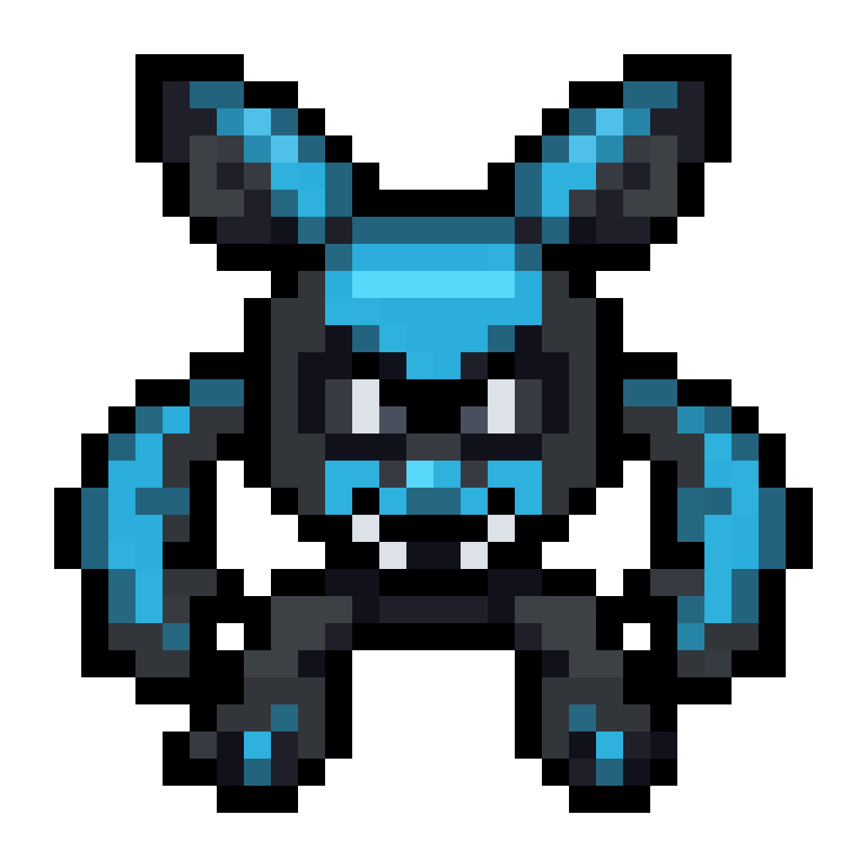Blue humanoid creepy animatronic rabbit, pixel art