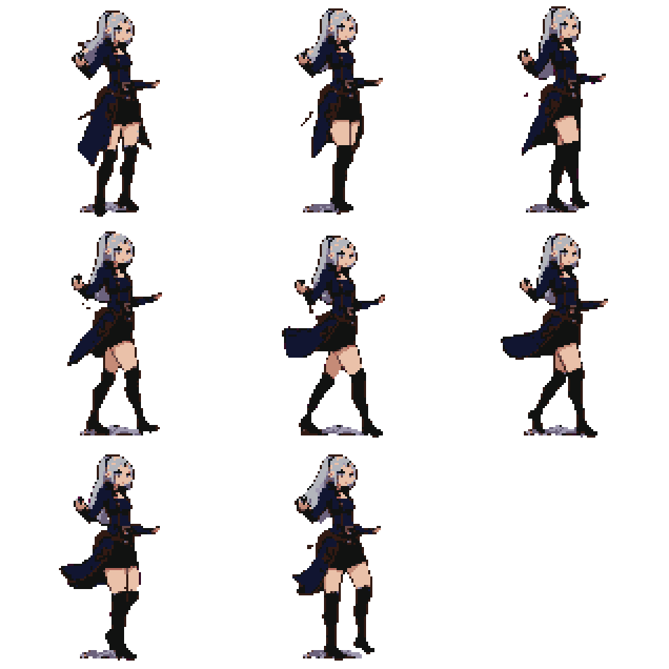 Female Sorceress Character Walking pixel art