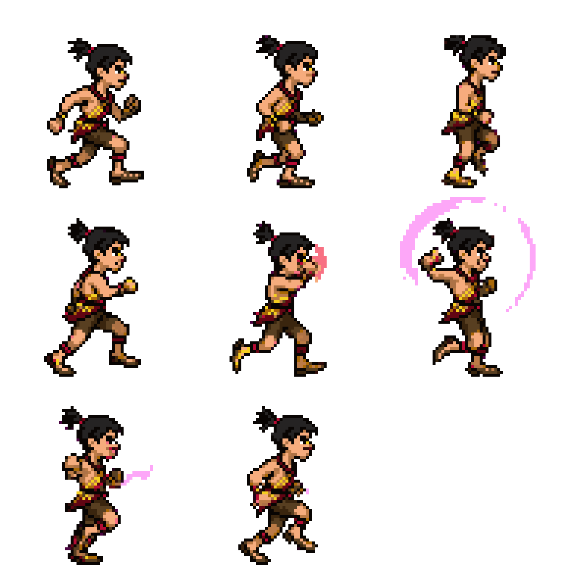 Running Warrior Character Attacking pixel art