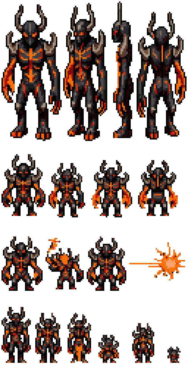 steroid-enhanced Doom Imp silhouette pixel art