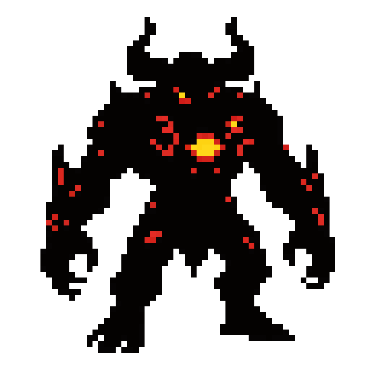 steroid-enhanced Doom Imp silhouette pixel art