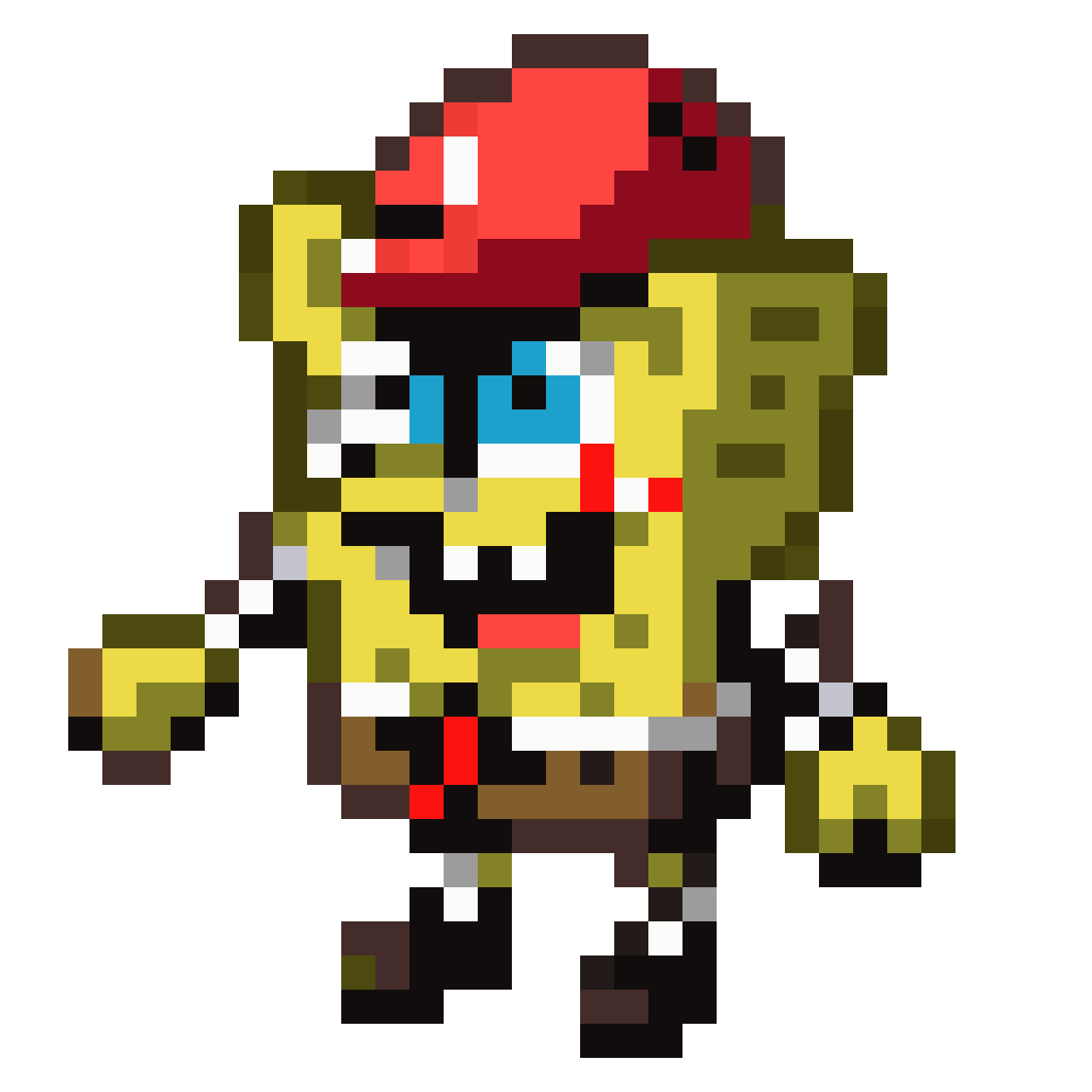 SpongeBob with Krusty Krabs Hat pixel art