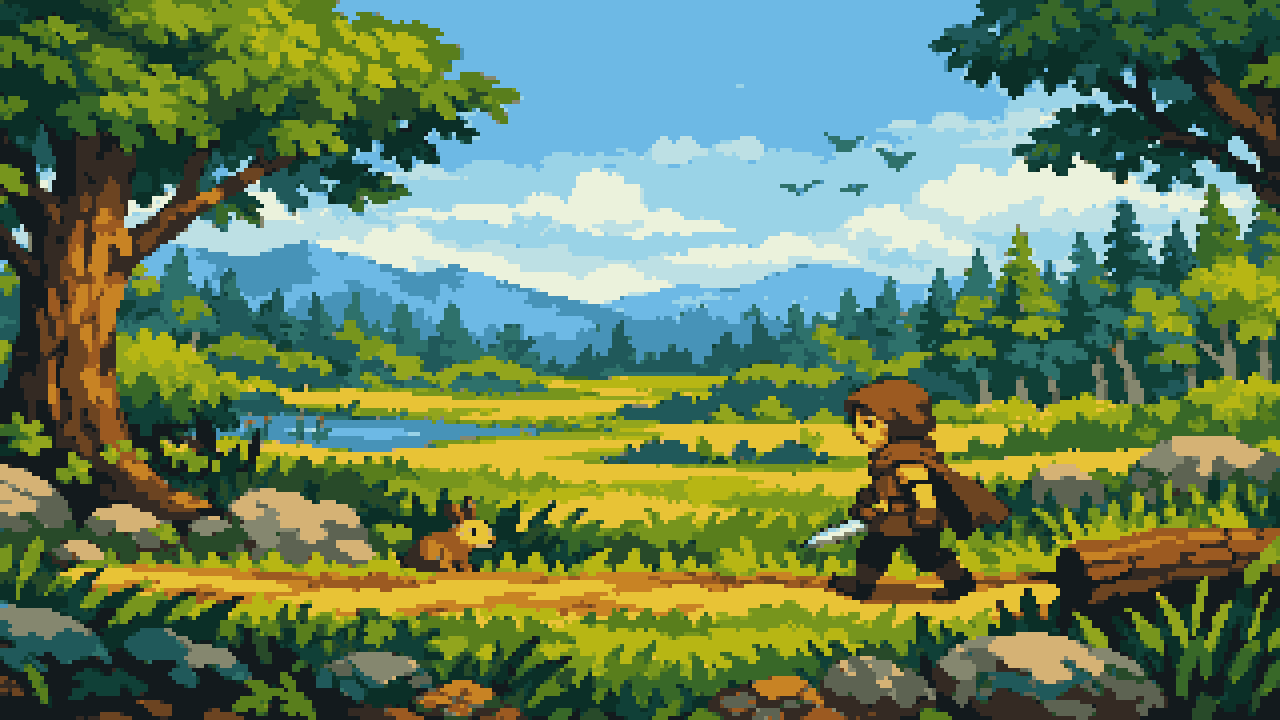 forest plains scene pixel art
