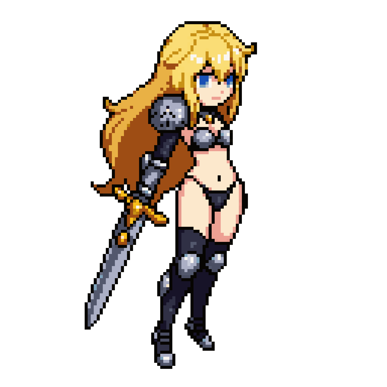 Anime Knight with Steel Bikini pixel art