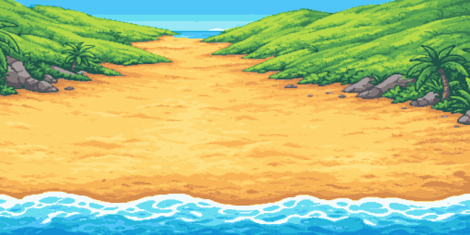 Cozy 16-bit Beach Background pixel art