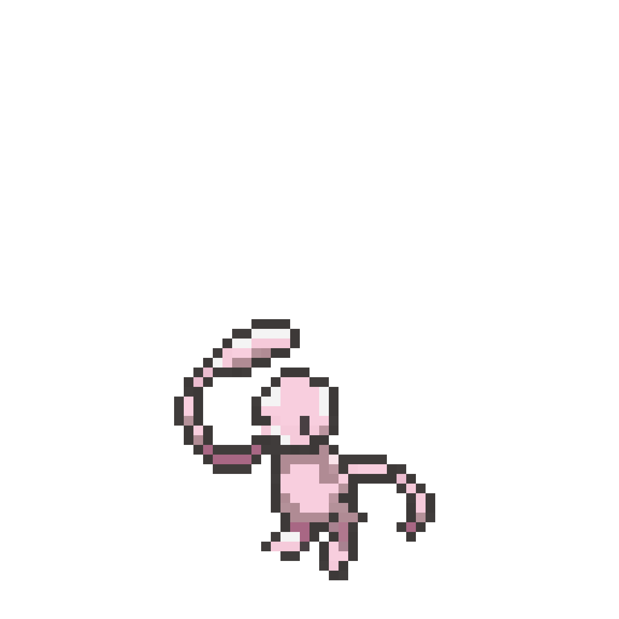 Pink Mew in Sprite Style pixel art