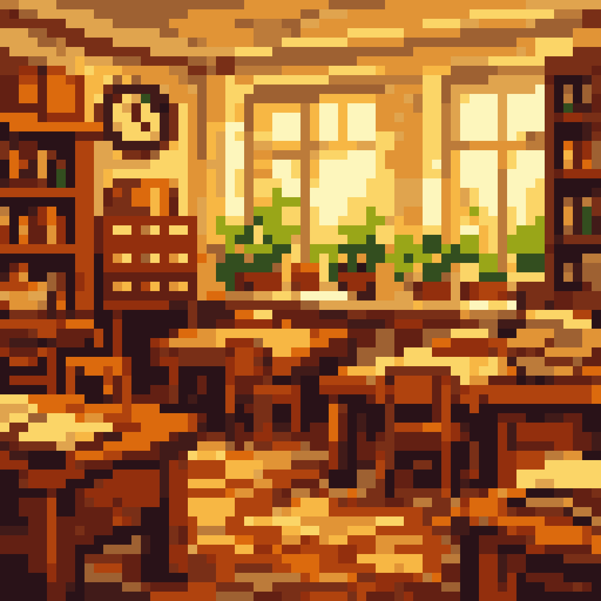 Eastern European-style room interior pixel art