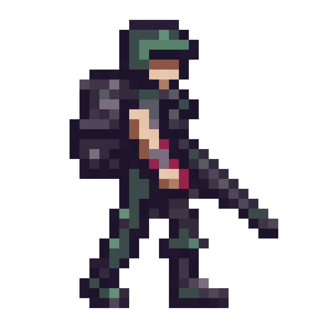 Side view of a solider pixel art