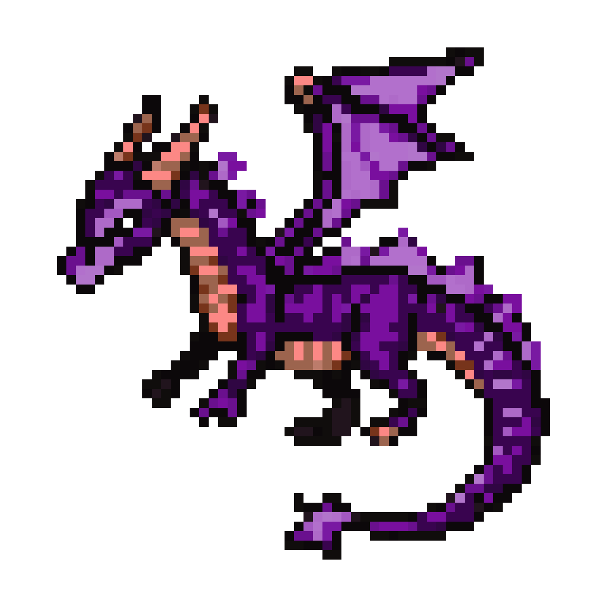 Purple Dragon with Multi-Color Scales pixel art