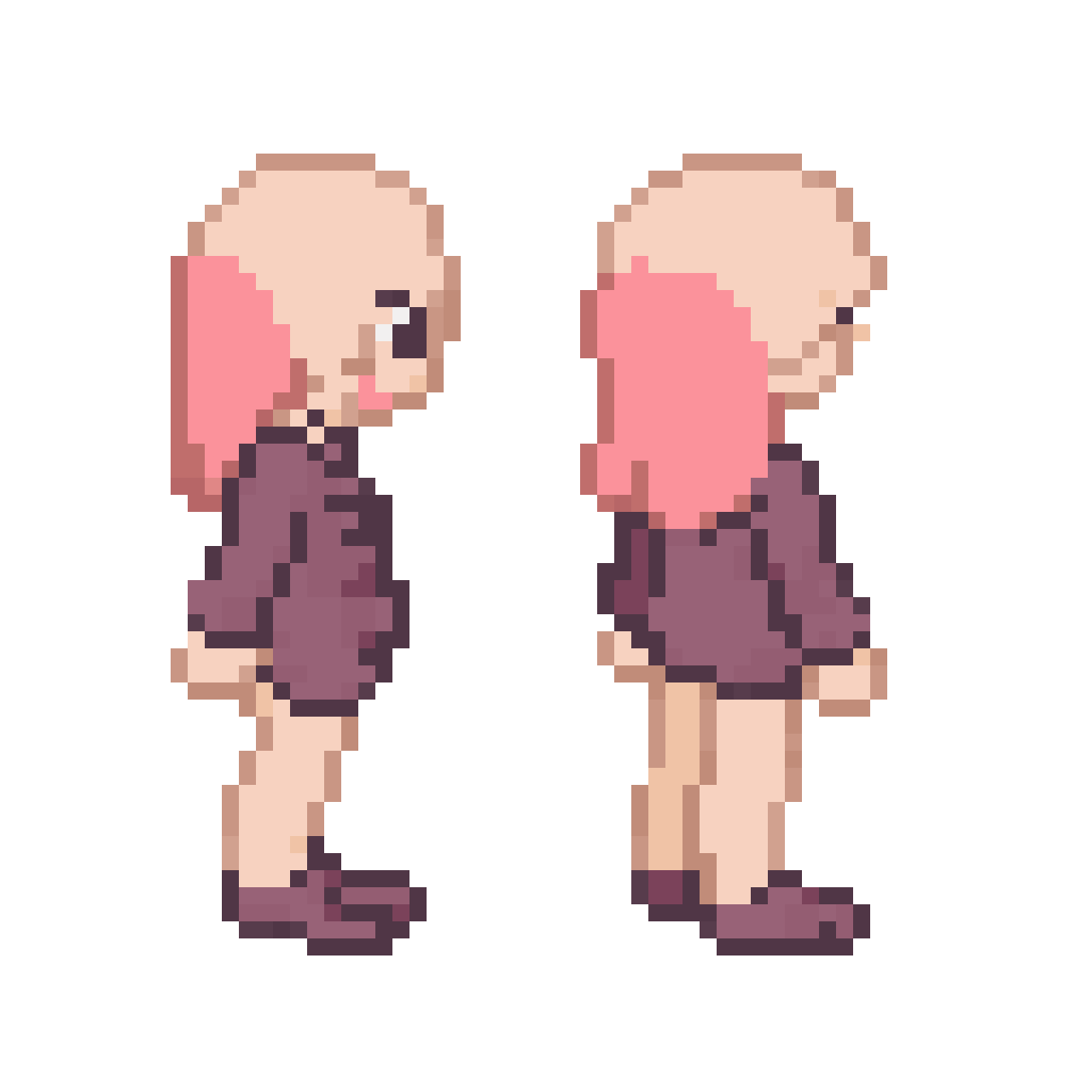 stylized character base with pale skin pixel art
