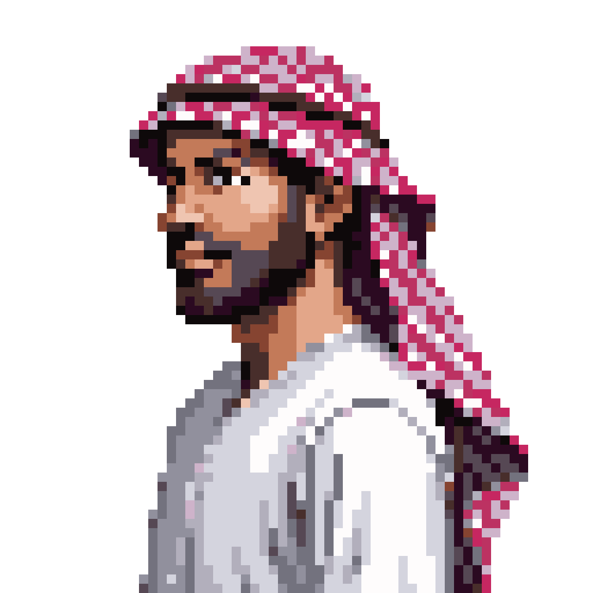 Arab man in traditional thobe and keffiyeh pixel art