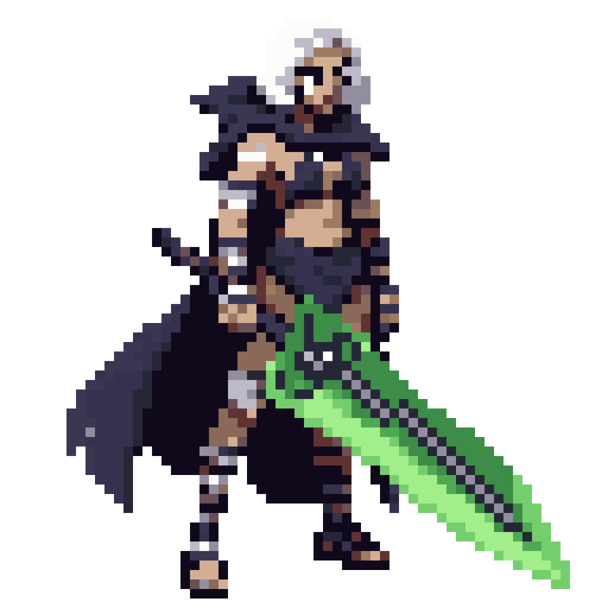 female skull warrior with greatsword pixel art