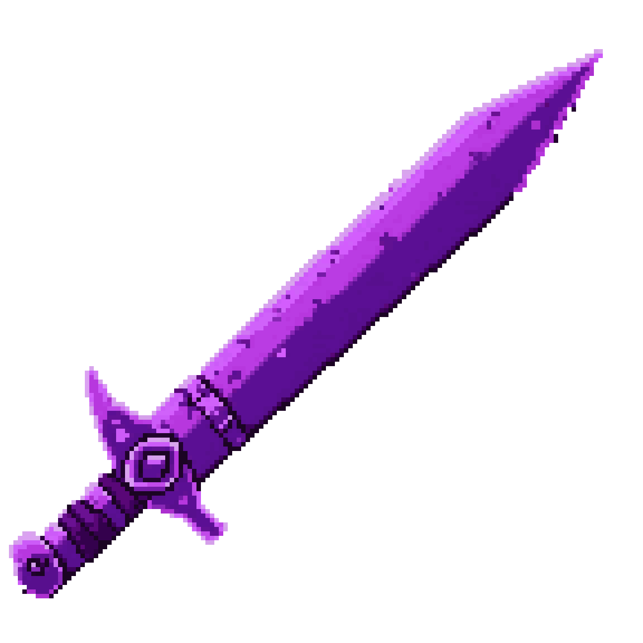 dark sleek blade in neon purple pixel art
