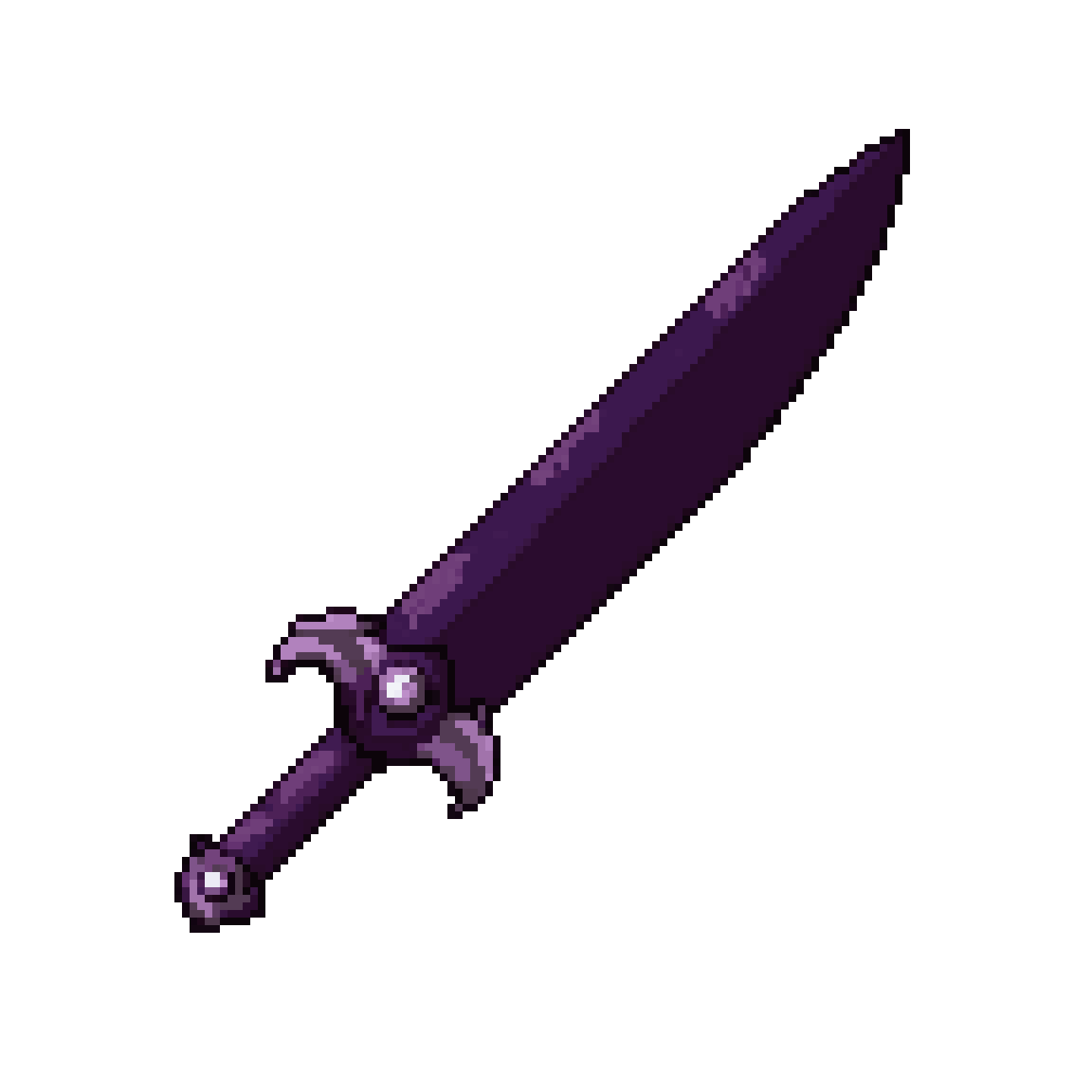 dark sleek blade in neon purple pixel art