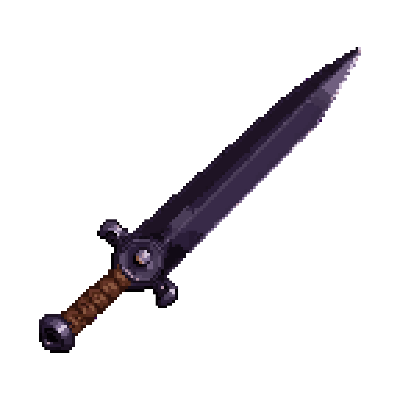 dark sleek blade in neon purple pixel art