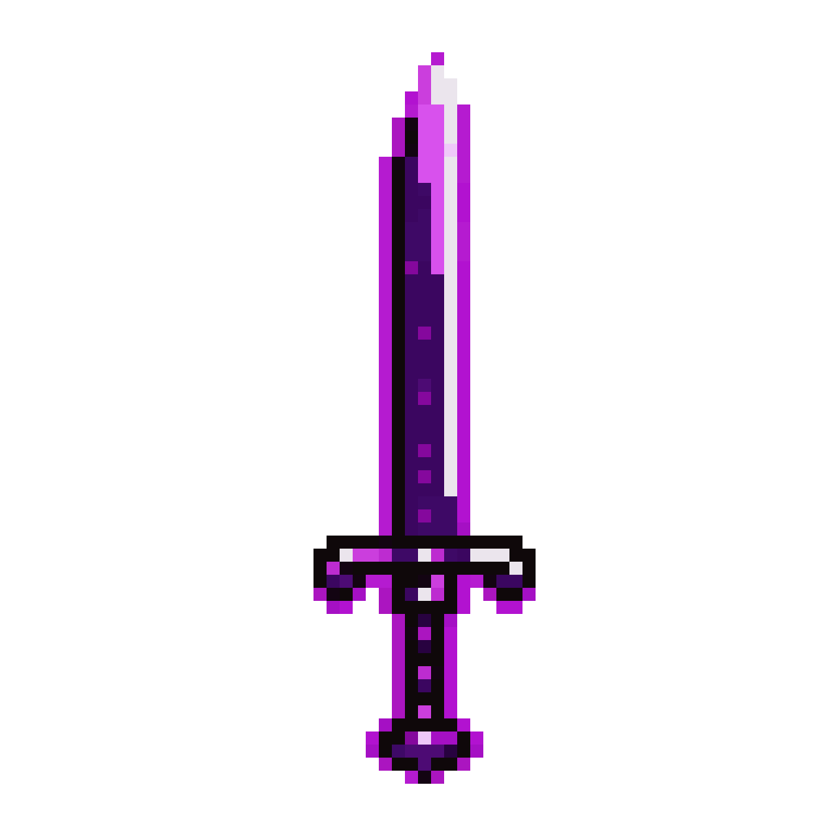 polished dark sleek blade in neon purple pixel art